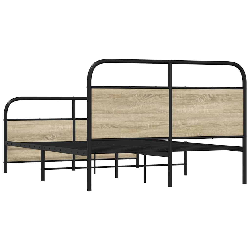 vidaXL Σκελετός Κρεβ. Χωρίς Στρώμα Sonoma Δρυς 140x200 εκ. Μεταλλικό