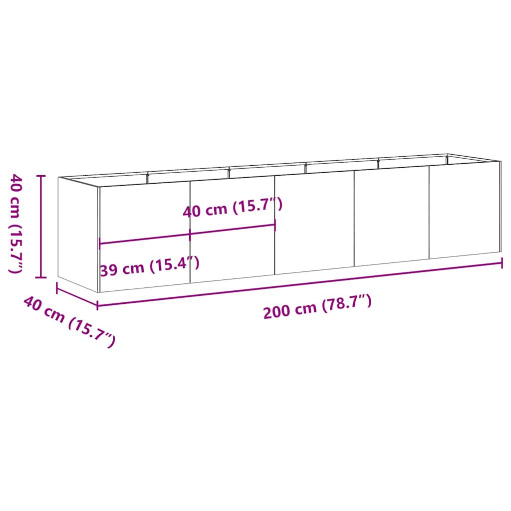 vidaXL Ζαρντινιέρα Λευκή 200x40x40 εκ. από Χάλυβα Ψυχρής Έλασης