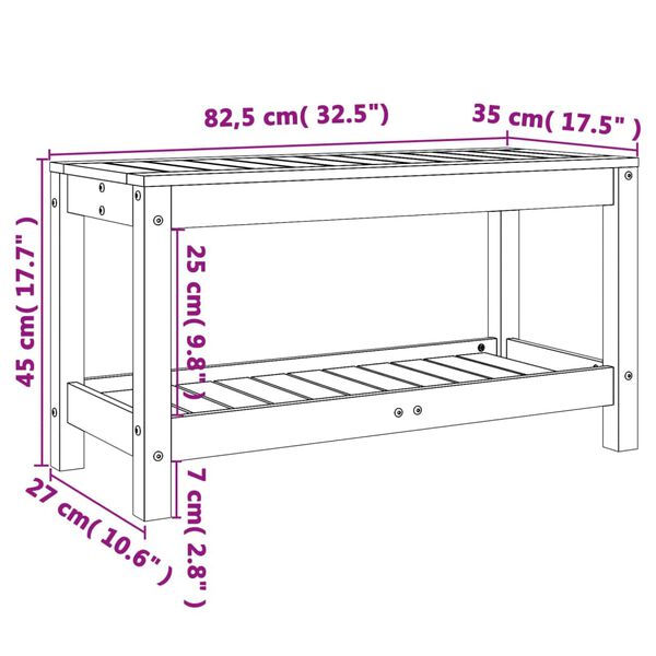 vidaXL Παγκάκι Κήπου 82,5 x 35 x 45 εκ. από Μασίφ Ξύλο Πεύκου