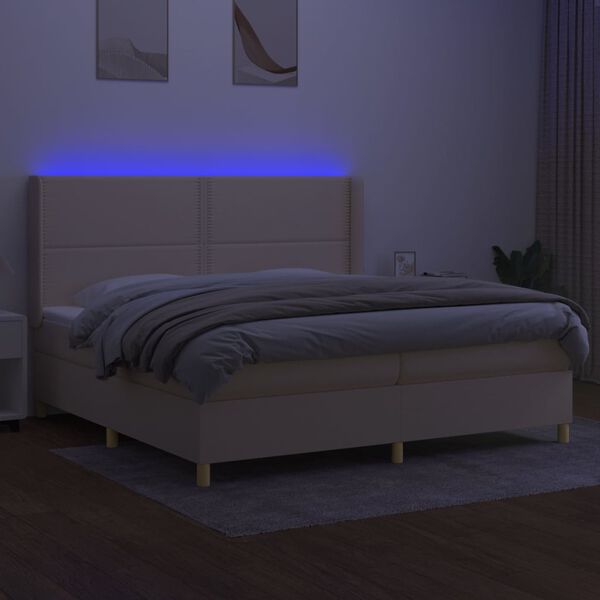 vidaXL &Kappa;&rho;&epsilon;&beta;ά&tau;&iota; Boxspring &mu;&epsilon; &Sigma;&tau;&rho;ώ&mu;&alpha; & LED &Kappa;&rho;&epsilon;&mu; 200x200 &epsilon;&kappa;. &Upsilon;&phi;&alpha;&sigma;&mu;ά&tau;&iota;&nu;&omicron;