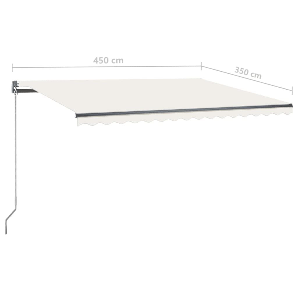 vidaXL Τέντα Συρόμενη Χειροκίνητη με LED Κρεμ 450 x 350 εκ.