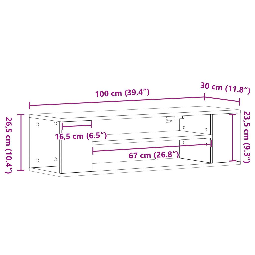 vidaXL Κάβο Τηλεόρασης Τοίχου από Παλιό Ξύλο 100x30x26,5 εκ Επεξεργασμένο Ξύλο