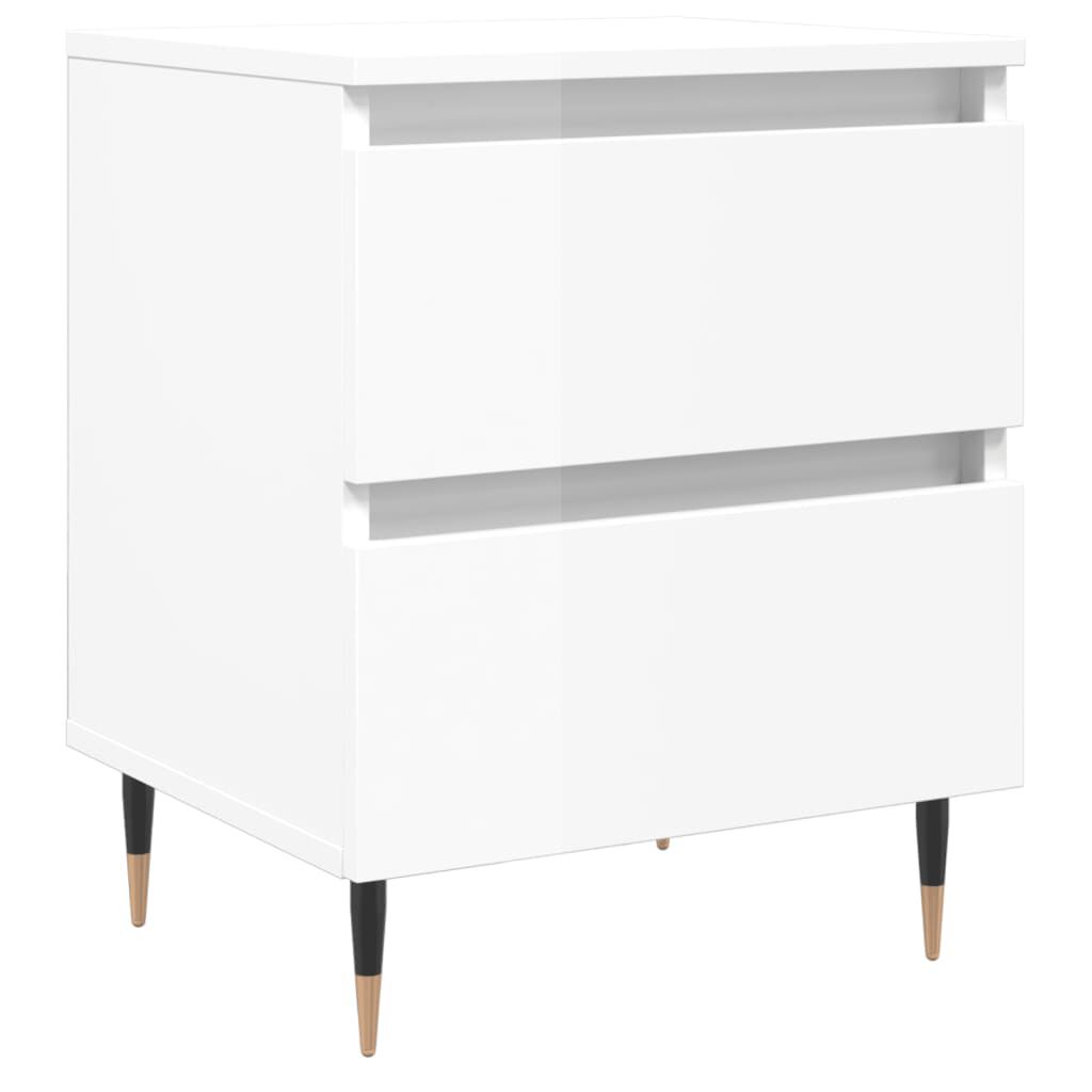 vidaXL Κομοδίνα 2 τεμ. Γυαλ. Λευκό 40x35x50 εκ. από Επεξεργασμένο Ξύλο