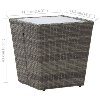 vidaXL Τραπέζι Βοηθητικό Γκρι 41,5x41,5x43 εκ. Συνθ.Ρατάν/Ψημένο Γυαλί