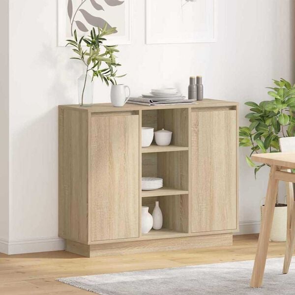 vidaXL Κομοδίνο με ράφι Δρύς Sonoma 90 x 32 x 75 εκ Επεξεργασμένο ξύλο