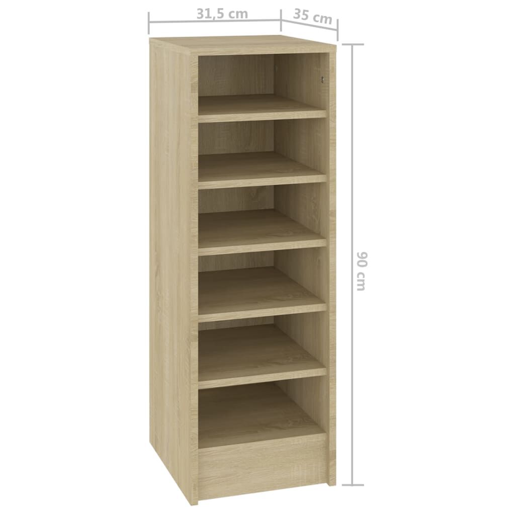 vidaXL Παπουτσοθήκη Sonoma Δρυς 31,5 x 35 x 90 εκ. από Επεξ. Ξύλο