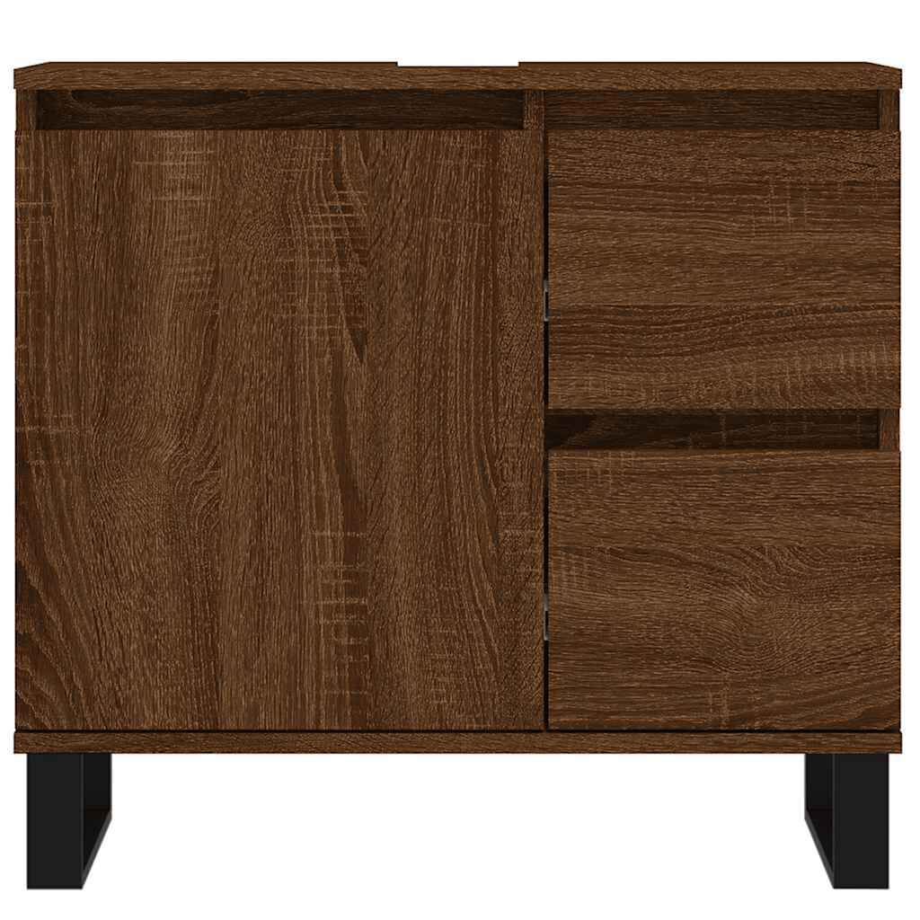 vidaXL Ντουλάπι Μπάνιου Καφέ Δρυς 65x33x60 εκ. Επεξεργασμένο Ξύλο