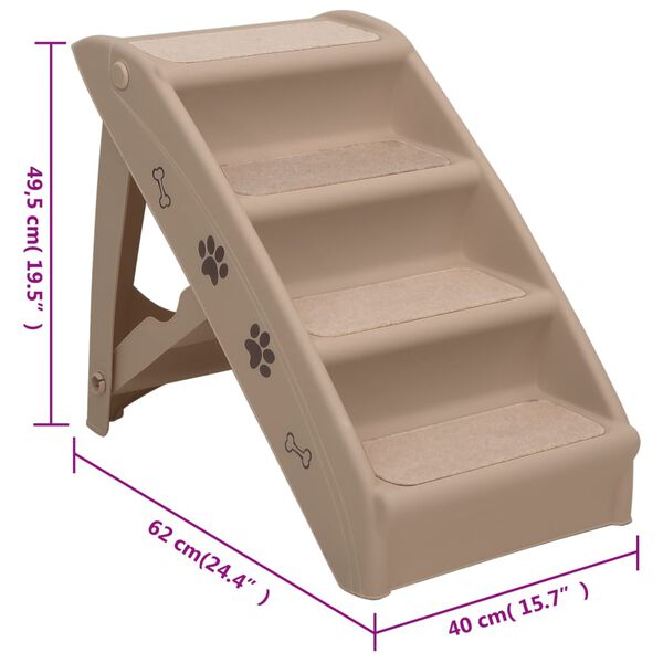 vidaXL Σκαλάκια για Σκύλους Πτυσσόμενα Καφέ 62 x 40 x 49,5 εκ.