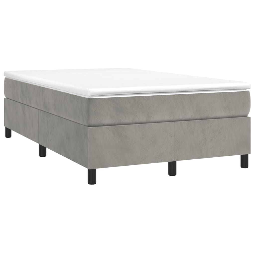 vidaXL Κρεβάτι Boxspring με Στρώμα Ανοιχτό Γκρι 120x200 εκ. Βελούδινο