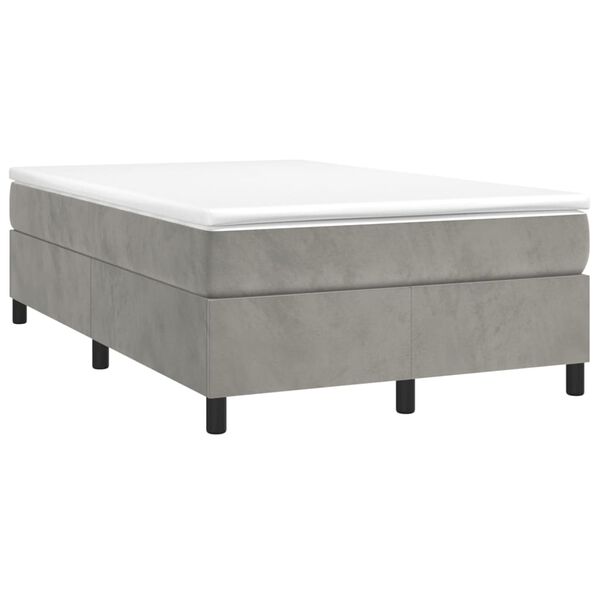 vidaXL Κρεβάτι Boxspring με Στρώμα Ανοιχτό Γκρι 120x200 εκ. Βελούδινο