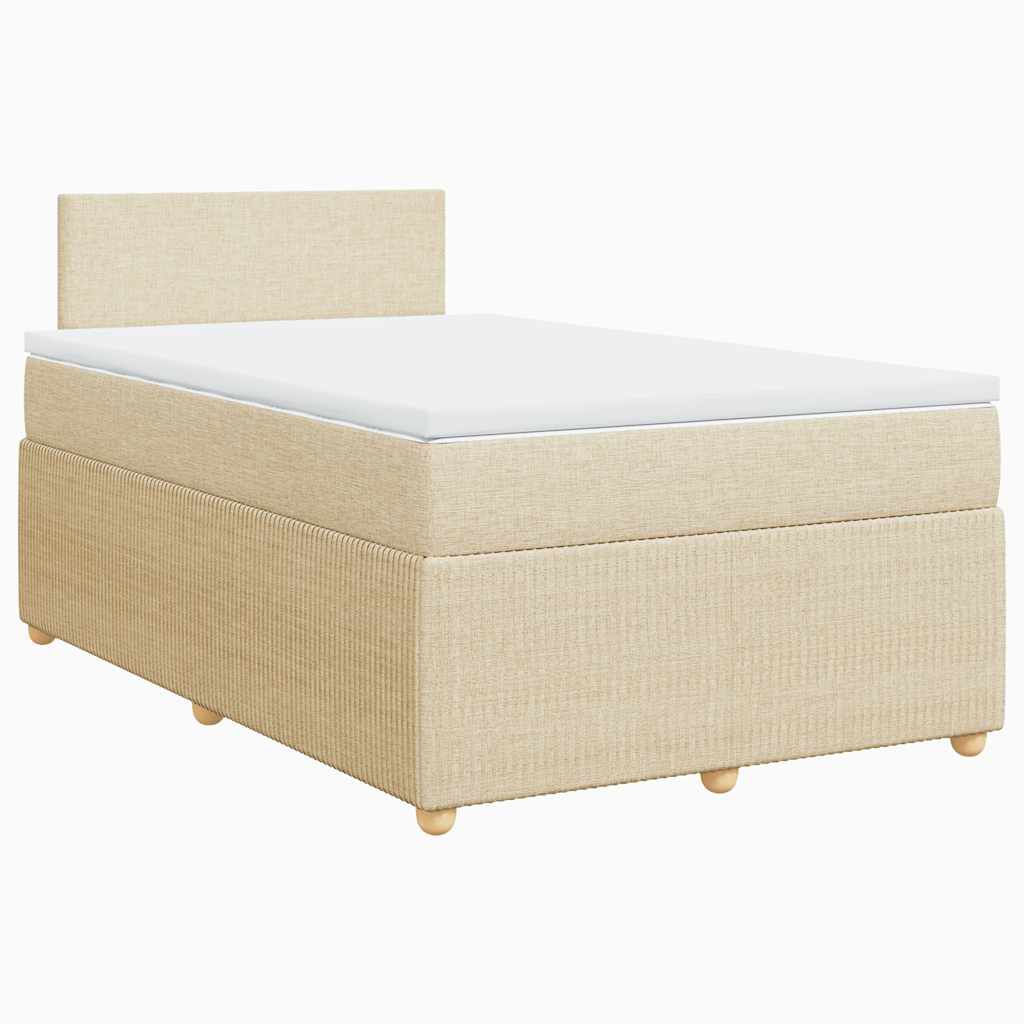 vidaXL Κρεβάτι Boxspring με Στρώμα Κρεμ 120x200 εκ. Υφασμάτινο