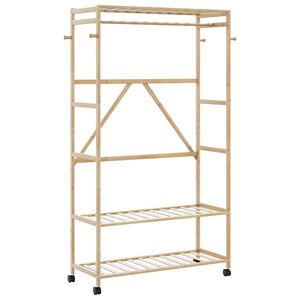 vidaXL Ράφι ρούχων με ράφια και ρόδες 110x40x180 εκ. Μπαμπού