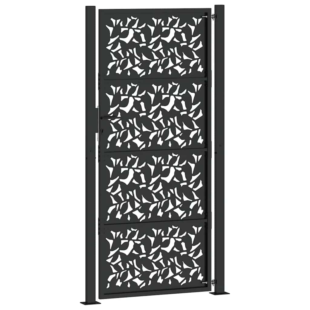 vidaXL Πύλη κήπου Μαύρη 105x205 cm Σχεδιασμός φύλλων χάλυβα