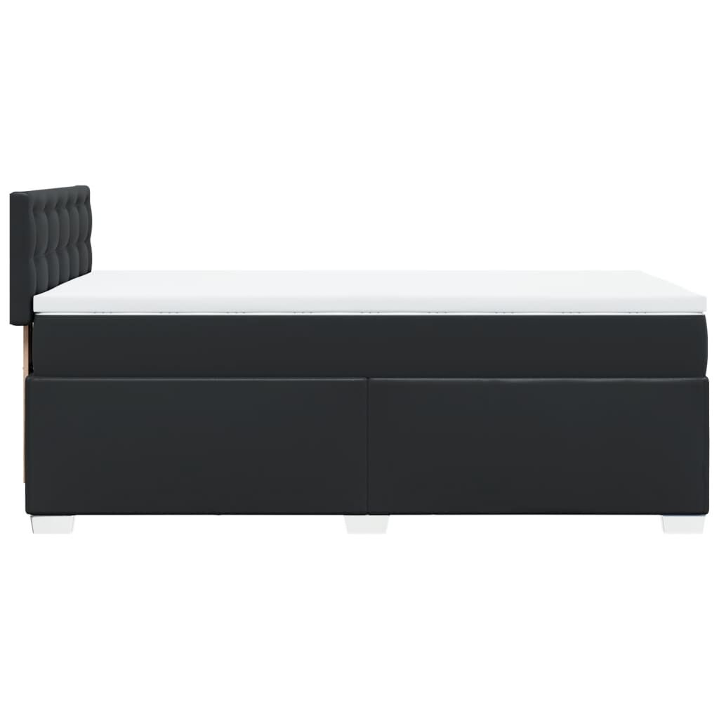 vidaXL Κρεβάτι Boxspring με Στρώμα Μαύρο 90x190εκ. από Συνθετικό Δέρμα