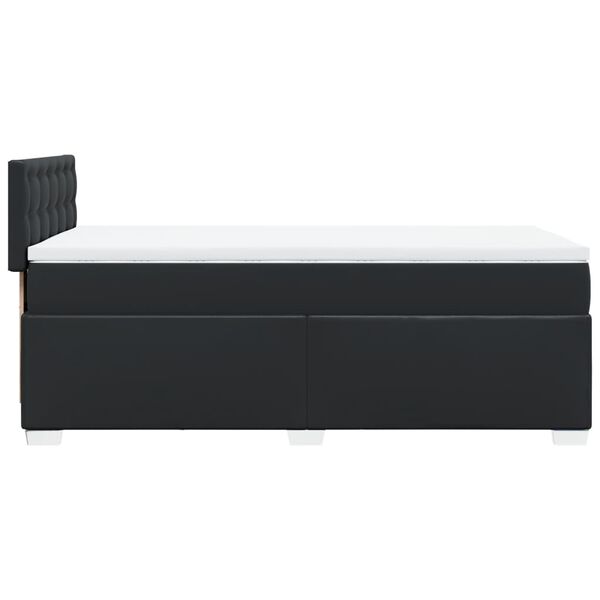vidaXL Κρεβάτι Boxspring με Στρώμα Μαύρο 90x190εκ. από Συνθετικό Δέρμα