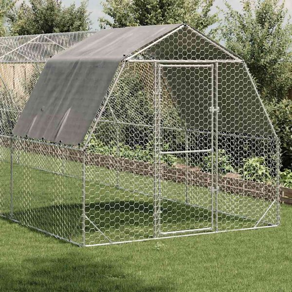 vidaXL Τρέξιμο για κοτόπουλα με οροφή 2,5x10x2,25 μ. από Γαλβ. Χάλυβα