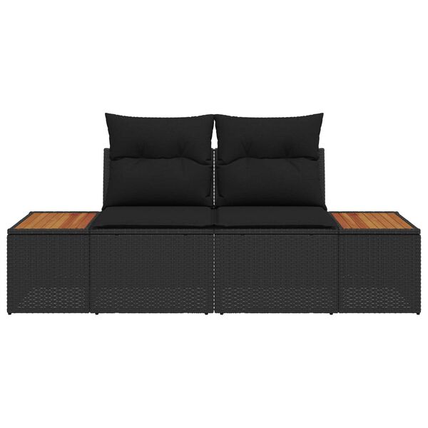 vidaXL Καναπές Κήπου Μαύρο 184 x 62 x 85εκ συνθετικό ρατάν