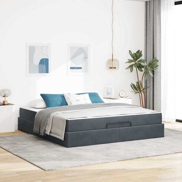 vidaXL Σκελετός Κρεβατιού Σκούρο γκρι 180 x 200 cm Βελούδο