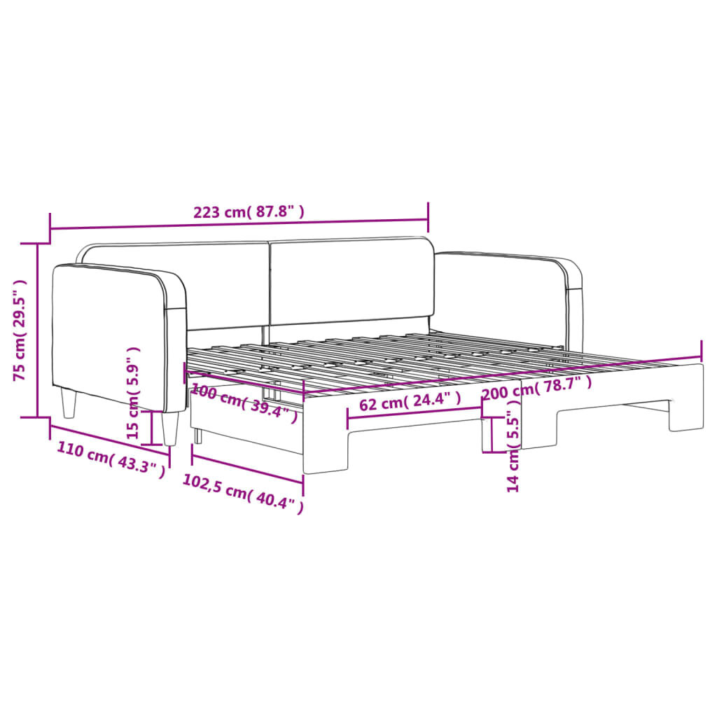 vidaXL Καναπές Κρεβάτι Συρόμενος Γκρι / Μπεζ 100 x 200 εκ. Υφασμάτινος