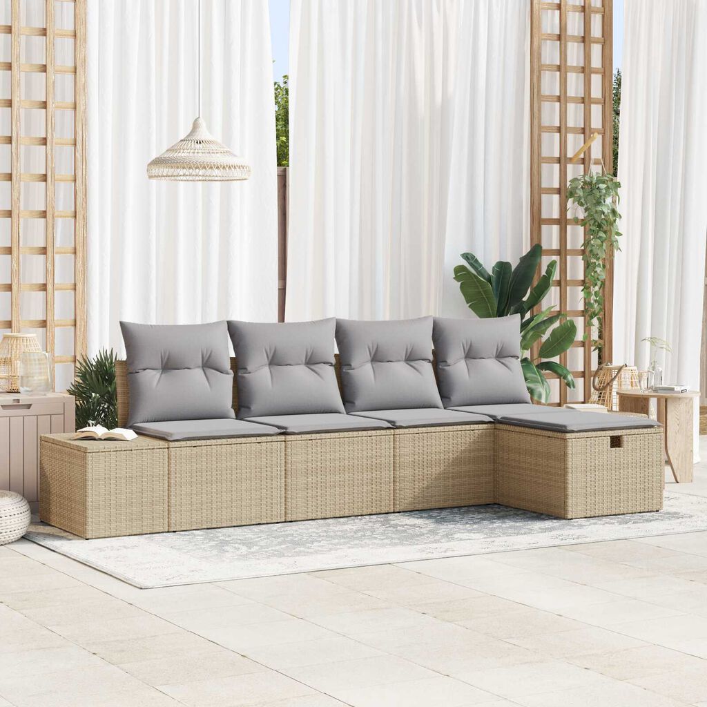 vidaXL Σετ Καναπέ Κήπου 5 pcs Μπεζ 55 x 62 x 69 εκ Πολυ ράταν