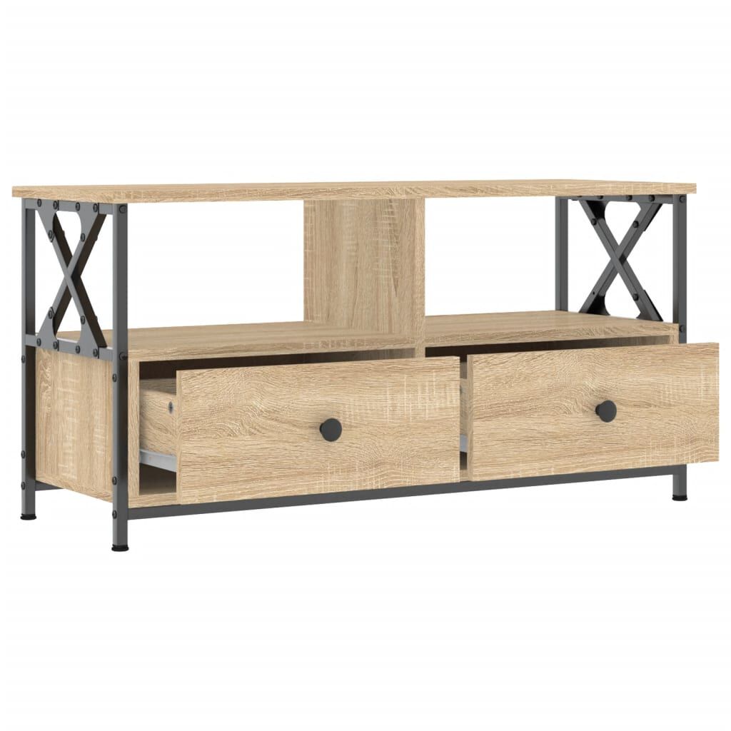 vidaXL Έπιπλο Τηλεόρασης Sonoma Δρυς 90x33x45 εκ. Επεξ. Ξύλο/Σίδερο