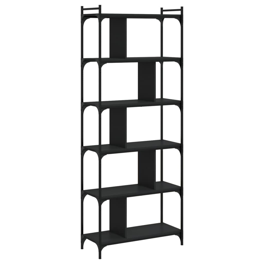 vidaXL Βιβλιοθήκη 6 Επιπέδων Μαύρη 76 x 32 x 192 εκ. από Επεξεργ. Ξύλο