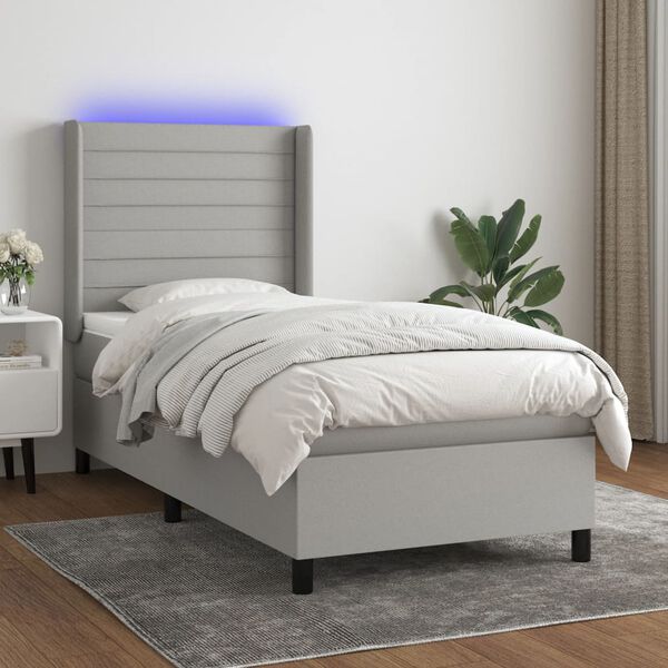 vidaXL &Kappa;&rho;&epsilon;&beta;ά&tau;&iota; Boxspring &mu;&epsilon; &Sigma;&tau;&rho;ώ&mu;&alpha; & LED &Alpha;&nu;.&Gamma;&kappa;&rho;&iota; 80x200 &epsilon;&kappa;. &Upsilon;&phi;&alpha;&sigma;&mu;ά&tau;&iota;&nu;&omicron;