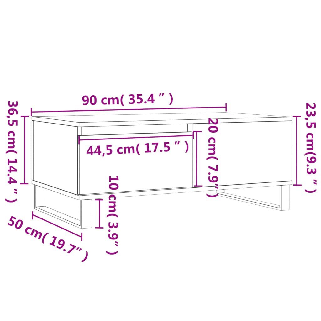 vidaXL Τραπεζάκι Σαλονιού Καφέ Δρυς 90x50x36,5 εκ. Επεξεργασμ. Ξύλο
