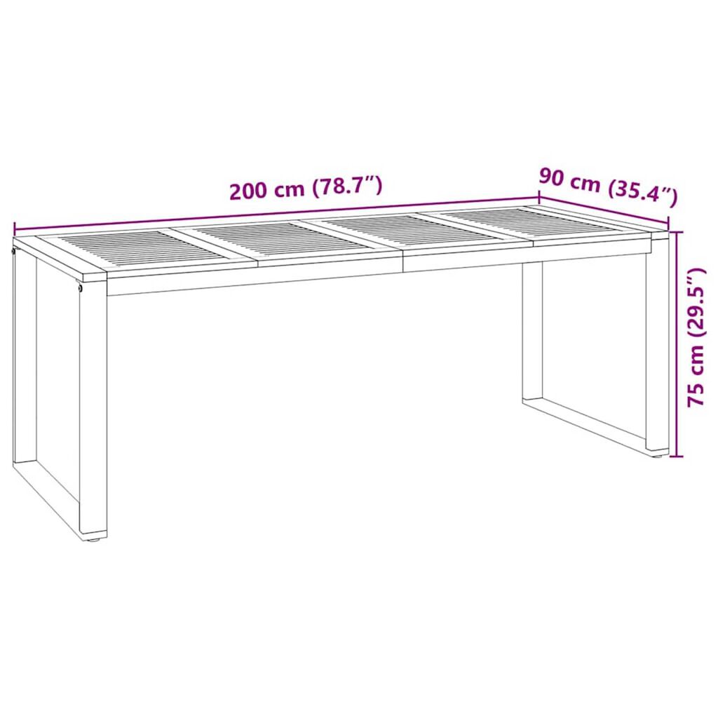 vidaXL Σέτ φαγητού για κήπο 7 pcs Γκρι 200 x 80 x 75 cm