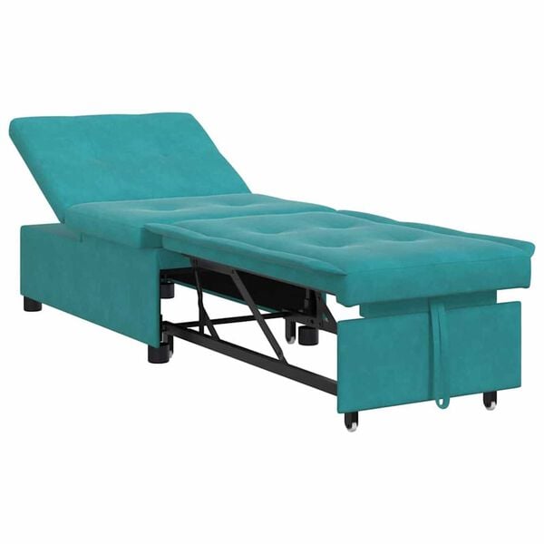 vidaXL Καναπές-Κρεβάτι Τιρκουάζ 67 x 194 x 38 εκ Βελούδο