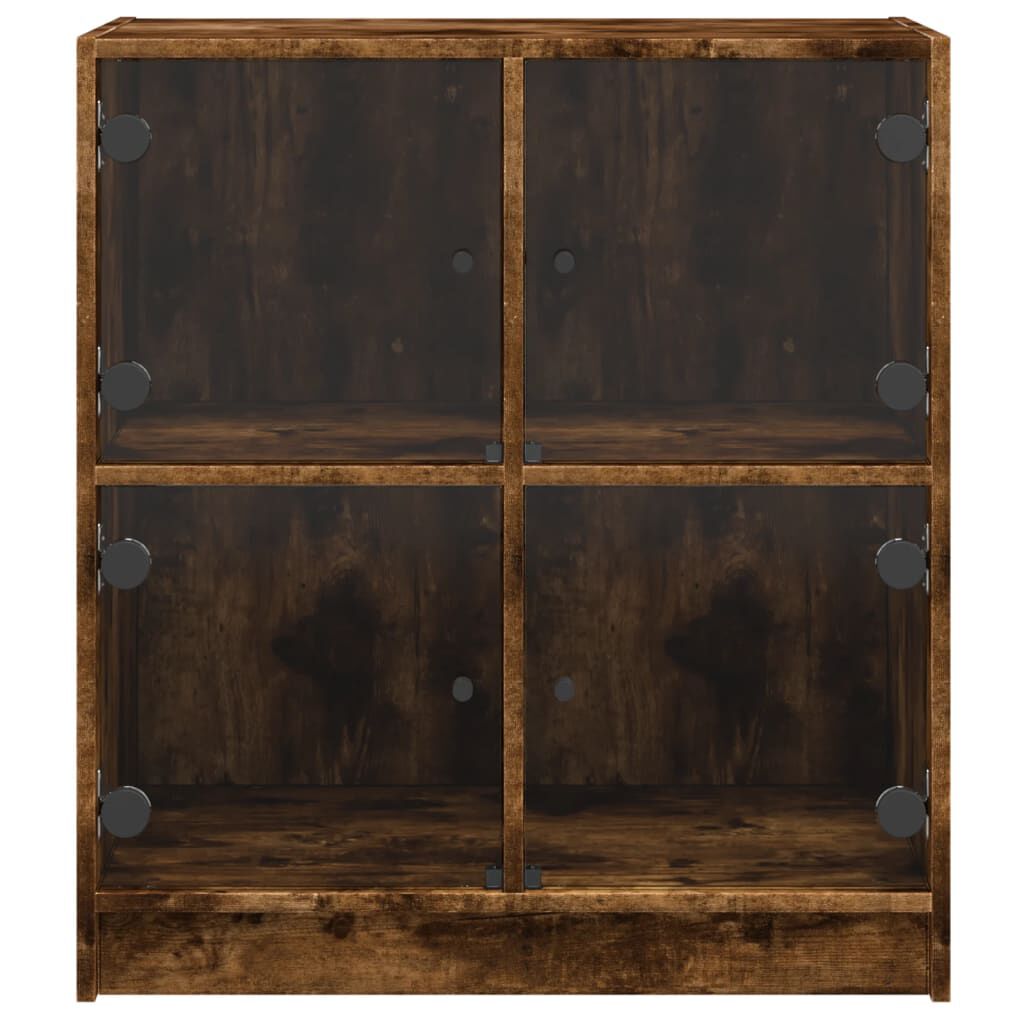 vidaXL Βοηθητικό Ντουλάπι Καπνιστή Δρυς 68x37x75,5 εκ. Γυάλινες Πόρτες