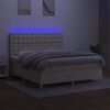 vidaXL Κρεβάτι Boxspring με Στρώμα & LED Κρεμ 160x200 εκ. Υφασμάτινο