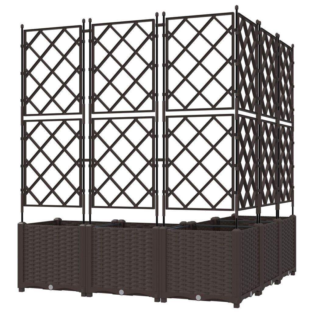 vidaXL Γλάστρα κήπου με πλέγμα 5 τεμ Καφέ 120x120x143 εκ
