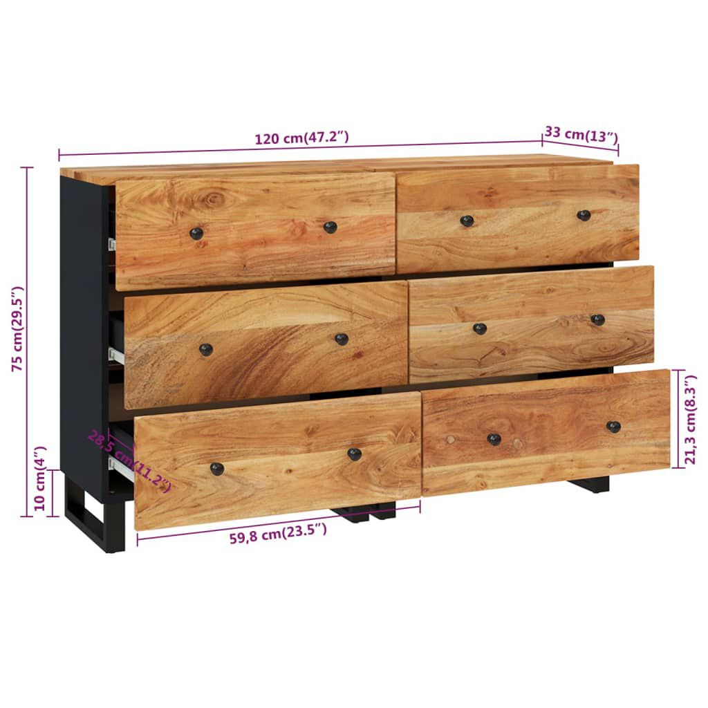vidaXL Ντουλάπια 2 Τεμ. 60 x 33 x 75 εκ. από Μασίφ Ξύλο Ακακίας
