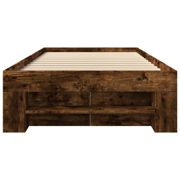 vidaXL Πλαίσιο Κρεβ. Χωρ. Στρώμα Καπνιστή Δρυς 90 x 190 εκ. Επεξ. Ξύλο