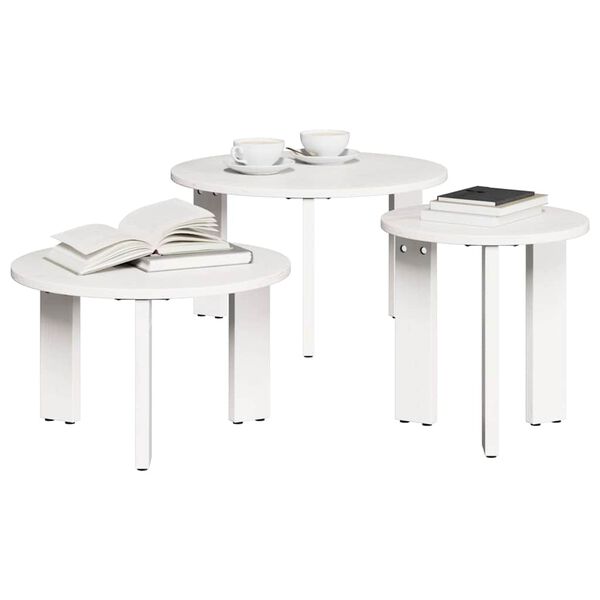 vidaXL Τραπεζάκι σαλονιού 3 pcs Λευκό 47.5 x 47.5 x 27 εκ.