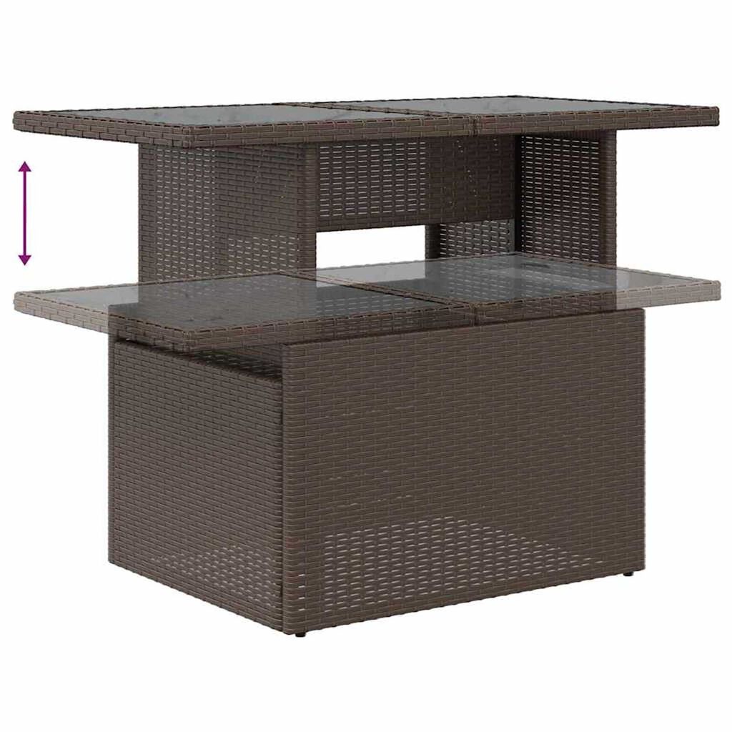 vidaXL Σετ Καναπέ Κήπου με αποθήκευση 7 pcs Καφέ Πολυ ράταν