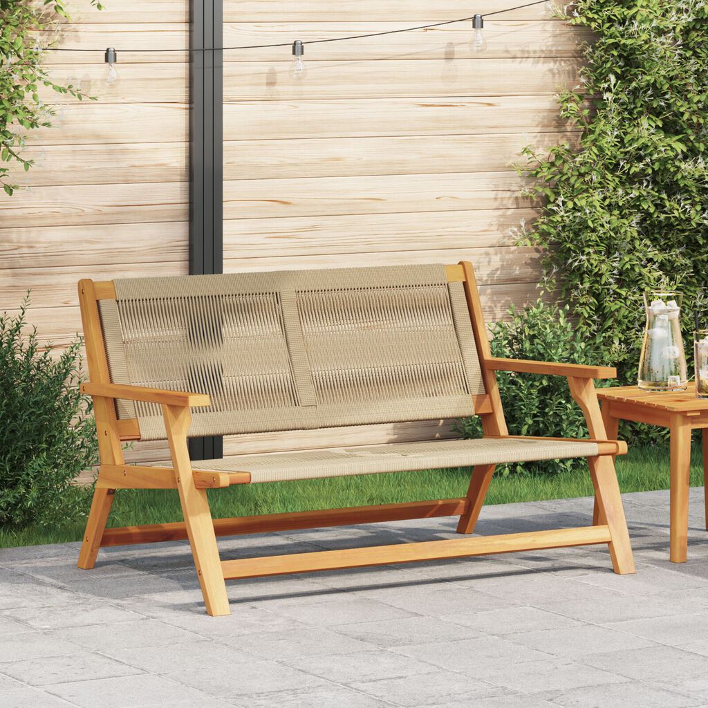 vidaXL Πάγκος Κήπου Μπεζ 76x122x73 εκ. Μασίφ Ξύλο Ακακίας