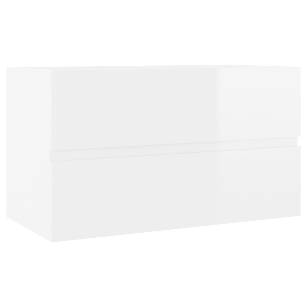 vidaXL Ντουλάπι Νιπτήρα Γυαλιστερό Λευκό 80x38,5x45 εκ. από Επεξ. Ξύλο