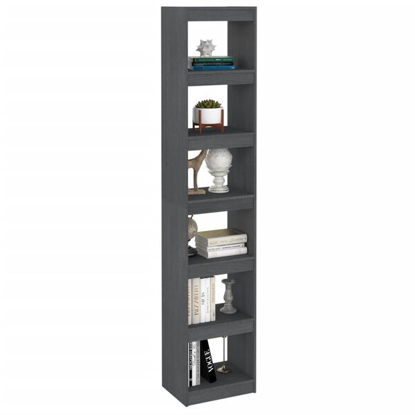 vidaXL Βιβλιοθήκη/Διαχωριστικό Χώρου Γκρι 40x30x199 εκ. Ξύλο Πεύκου