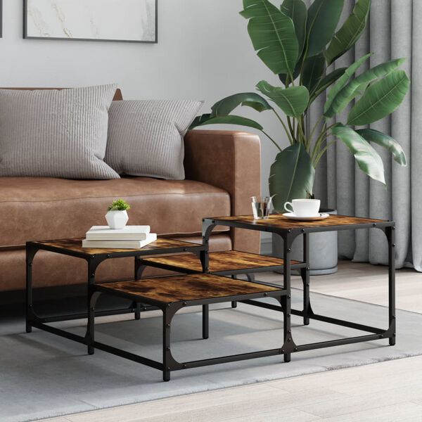 vidaXL Τραπεζάκι Σαλονιού Καπνιστή Δρυς 87,5x87,5x40 εκ. Επεξεργ. Ξύλο