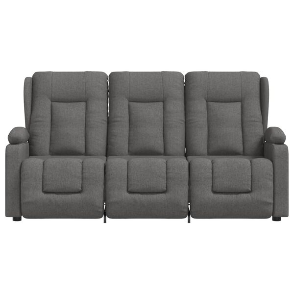 vidaXL Πολυθρόνα Μασάζ Τριθέσια & Ποτηροθ. Ανακλ. Αν. Γκρι Υφασμάτινη