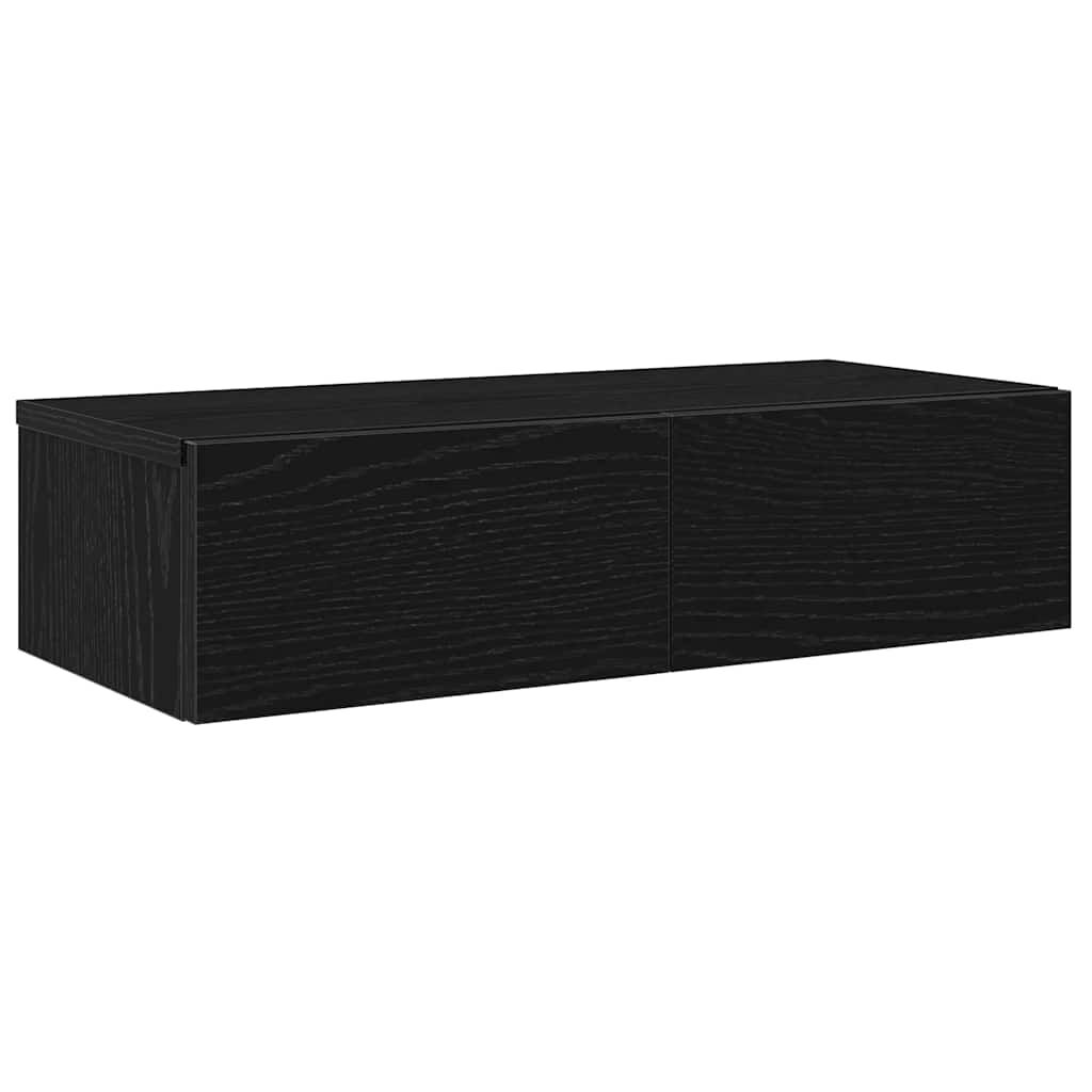 vidaXL Ράφι τοίχου με συρτάρια Μαύρο 60x26,5x15 cm Ξύλινη κατασκευή