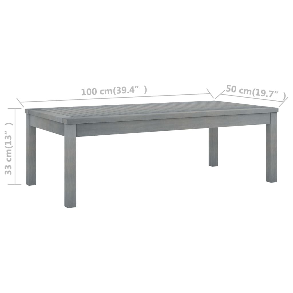 vidaXL Τραπεζάκι Σαλονιού Γκρι 100x50x33 εκ. από Μασίφ Ξύλο Ακακίας
