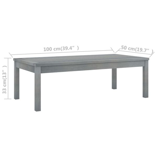 vidaXL Τραπεζάκι Σαλονιού Γκρι 100x50x33 εκ. από Μασίφ Ξύλο Ακακίας