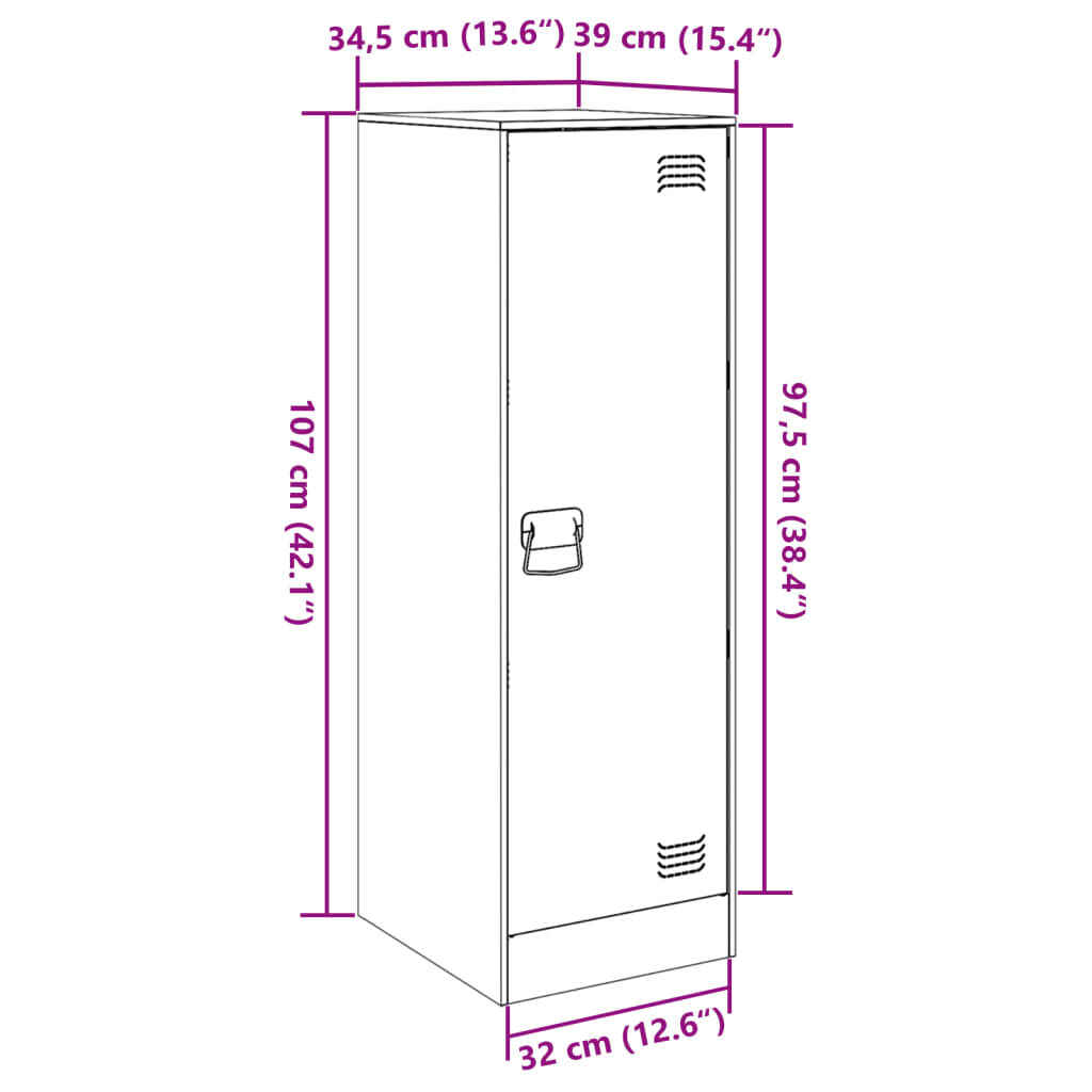 vidaXL Μπουφές Λευκός 34,5x39x107 εκ. από Ατσάλι