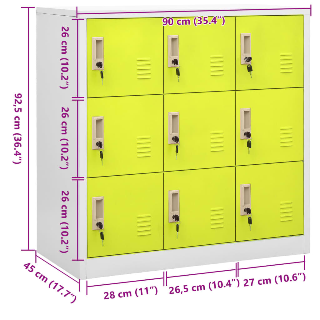 vidaXL Φοριαμός Ανοιχτό Γκρι / Πράσινο 90 x 45 x 92,5 εκ. Ατσάλινος