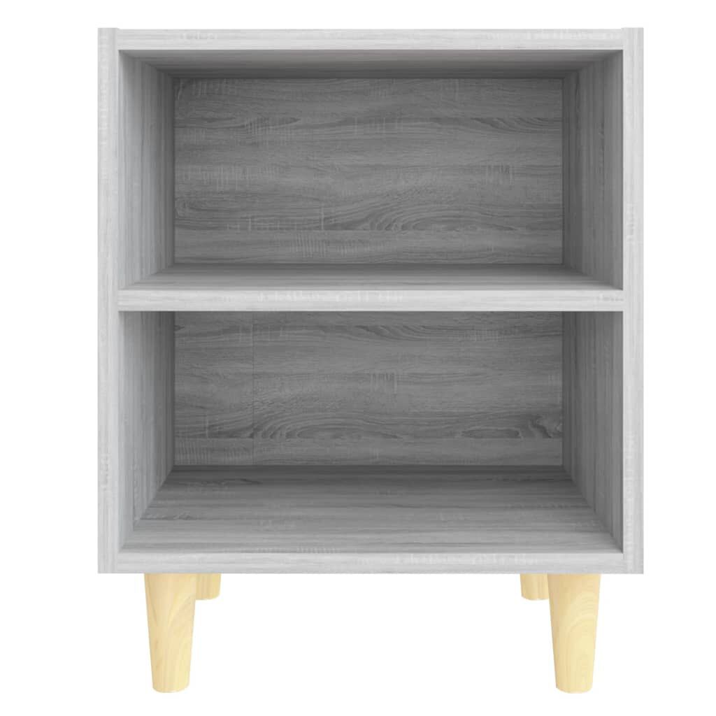 vidaXL Κομοδίνα 2 τεμ. Γκρι Sonoma 40x30x50 εκ. με Μασίφ Ξύλινα Πόδια