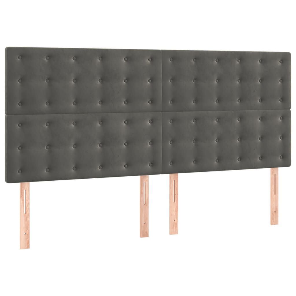vidaXL Κεφαλάρια Κρεβατιού 4 τεμ. Σκ. Γκρι 80 x 5 x 78/88εκ. Βελούδινο