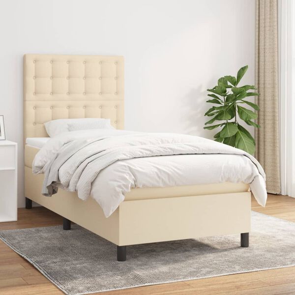 vidaXL &Kappa;&rho;&epsilon;&beta;ά&tau;&iota; Boxspring &mu;&epsilon; &Sigma;&tau;&rho;ώ&mu;&alpha; &Kappa;&rho;&epsilon;&mu; 100 x 200 &epsilon;&kappa;. &Upsilon;&phi;&alpha;&sigma;&mu;ά&tau;&iota;&nu;&omicron;